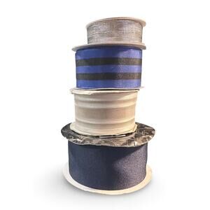 Blue & White Ribbon Lot – Silver Metallic– 4 Roll